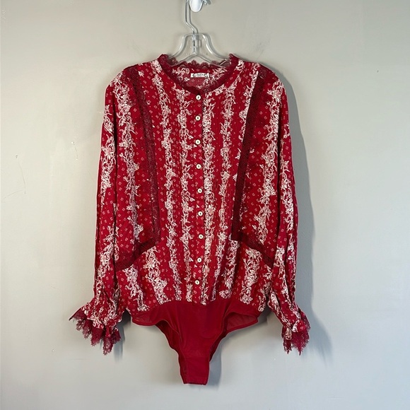 Free People After Hours Red Bodysuit Size M - Picture 4 of 16